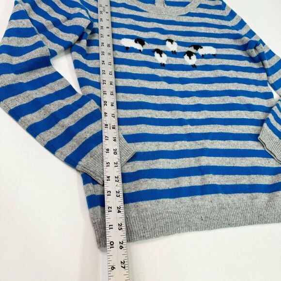 Talbots Sweater Womens Medium Sheep Blue Striped Long-Sleeve Crew Wool fall - Picture 2 of 8